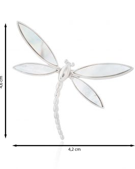 Broche libélula plateada