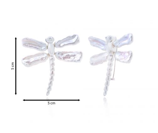 Broche libélula plateada
