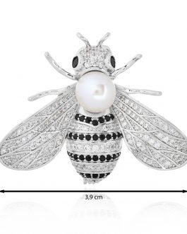 Broche abeja plateada