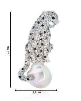 Broche leopardo plateado