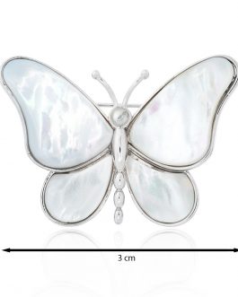 Broche mariposa nácar plata