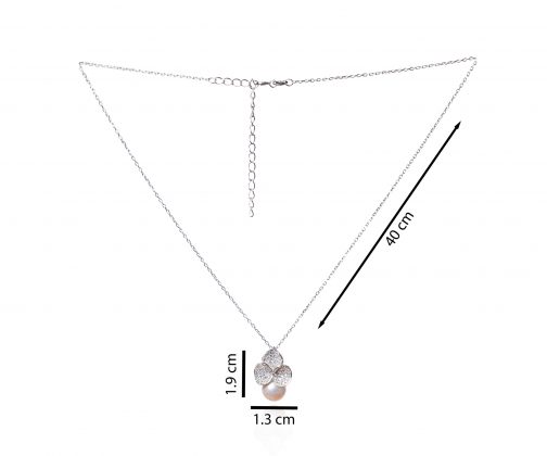 Cadena de plata con perla y trebol