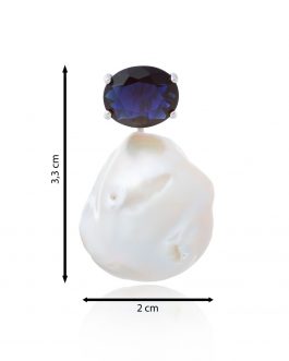 Colgante perla barroca con circonita redonda azul