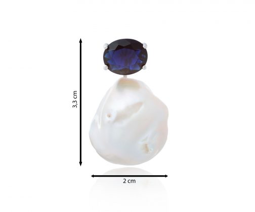Colgante perla barroca con circonita redonda azul