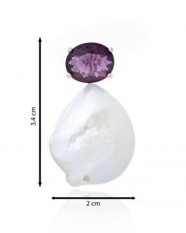 Colgante de perla barroca y circonita color violeta