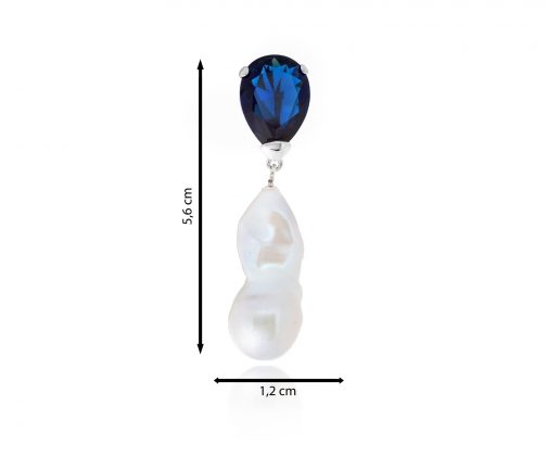 Colgante de perla barroca y circonita azul marino