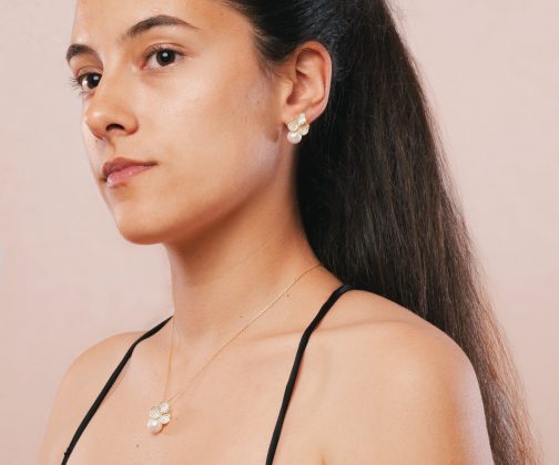 Cadena de dorada con perla y trebol - Imagen 2