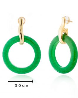 Pendiente aro de jade dorado