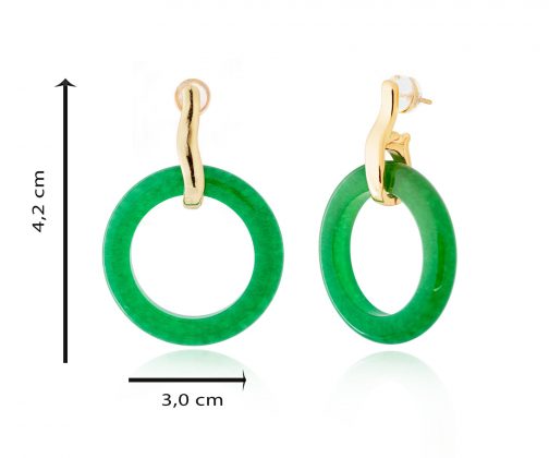 Pendiente aro de jade dorado