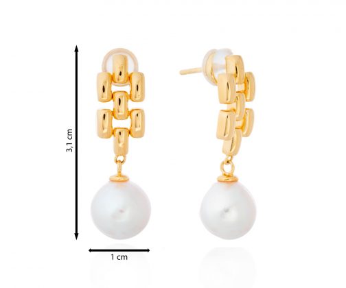 Pendiente cadena golden con perla