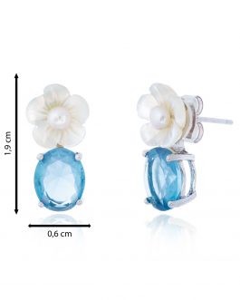 Pend. circonita azul con flor de nácar