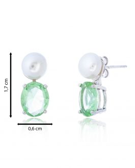 Pend. circonita verde agua con perla
