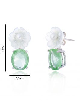 Pend. circonita verde con flor y perla