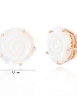 Pendiente dorado con rosa de nácar