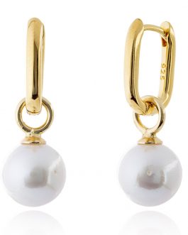Pendientes dorados con perla