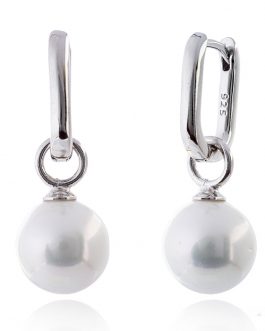Pendientes plateados con perla