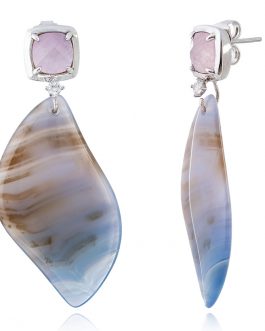 Pend. ágata con tonos azules en plata de ley