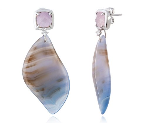 Pend. ágata con tonos azules en plata de ley
